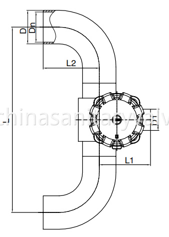 Hygienic membrane valve 3 way U type 3A SMS BPE..